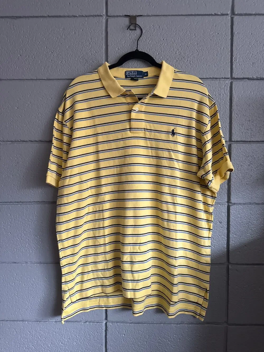 Vintage Polo Ralph Lauren Striped Yellow Rugby Polo size XL